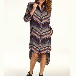 ANTHRO Mara Hoffman Stepped Hem Dress Tassels Navy